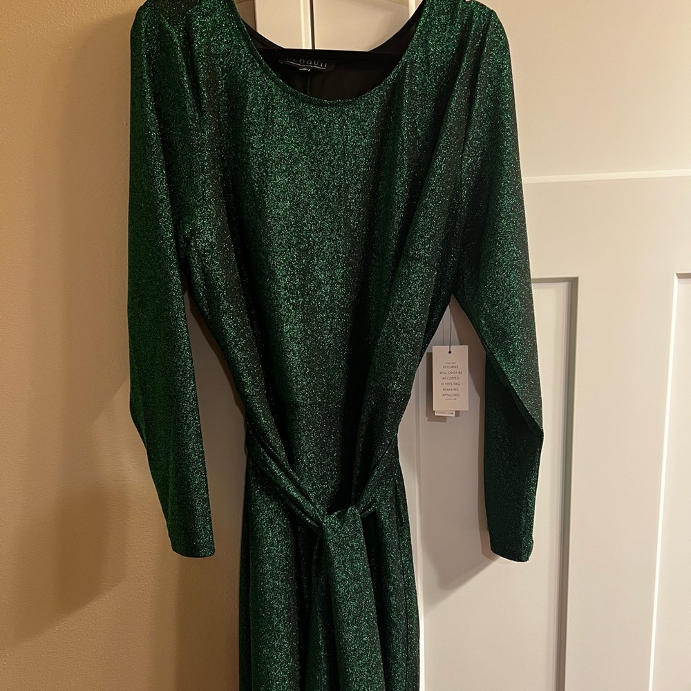 Eloquii Lurex Tie Waist Dress